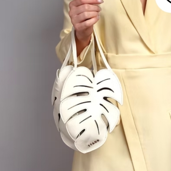 STAUD Leather Palm Tote In White